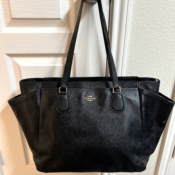 Lightly Used All Black Coach Diaper Bag - Picture 1 of 3